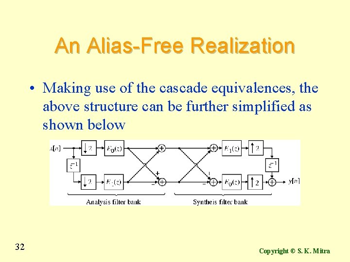 An Alias-Free Realization • Making use of the cascade equivalences, the above structure can