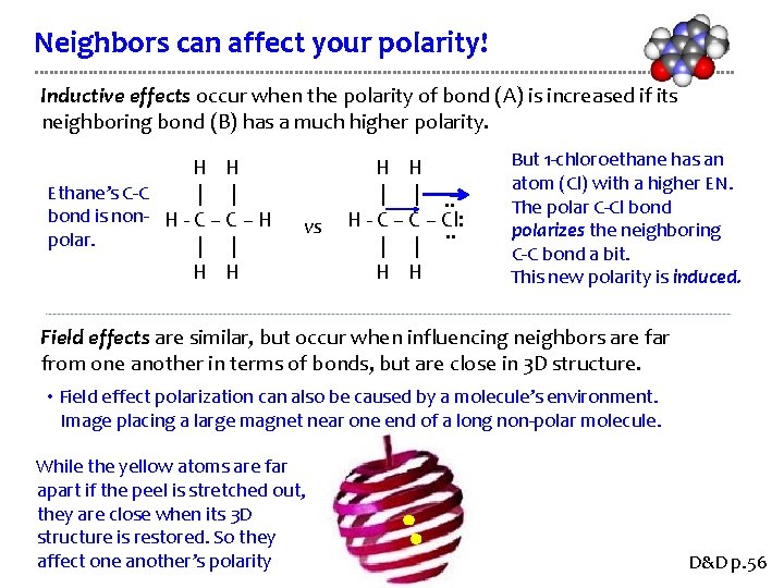Neighbors can affect your polarity! Inductive effects occur when the polarity of bond (A)