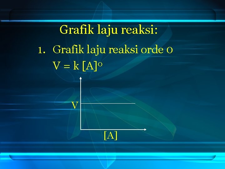 Grafik laju reaksi: 1. Grafik laju reaksi orde 0 V = k [A]0 V