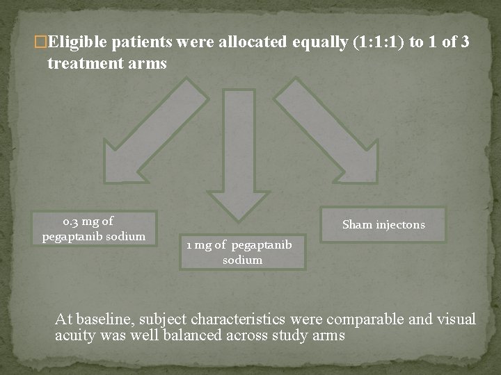 �Eligible patients were allocated equally (1: 1: 1) to 1 of 3 treatment arms