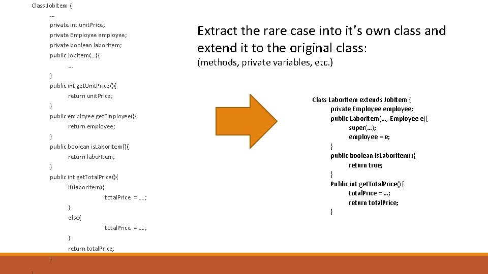 Class Job. Item { … private int unit. Price; private Employee employee; private boolean