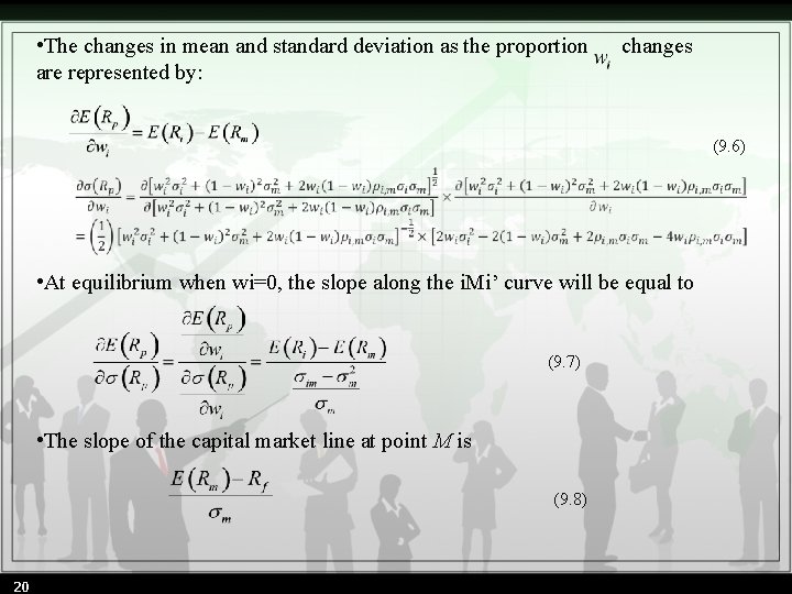  • The changes in mean and standard deviation as the proportion changes are