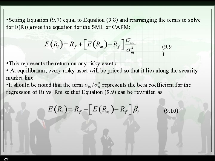  • Setting Equation (9. 7) equal to Equation (9. 8) and rearranging the