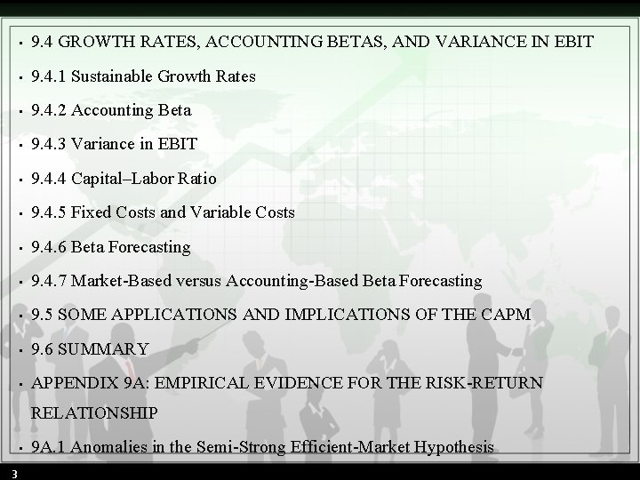  • 9. 4 GROWTH RATES, ACCOUNTING BETAS, AND VARIANCE IN EBIT • 9.