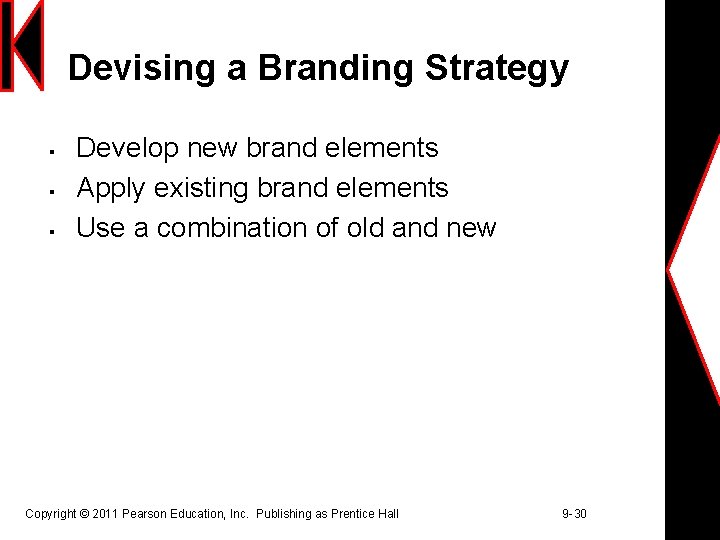 Devising a Branding Strategy § § § Develop new brand elements Apply existing brand