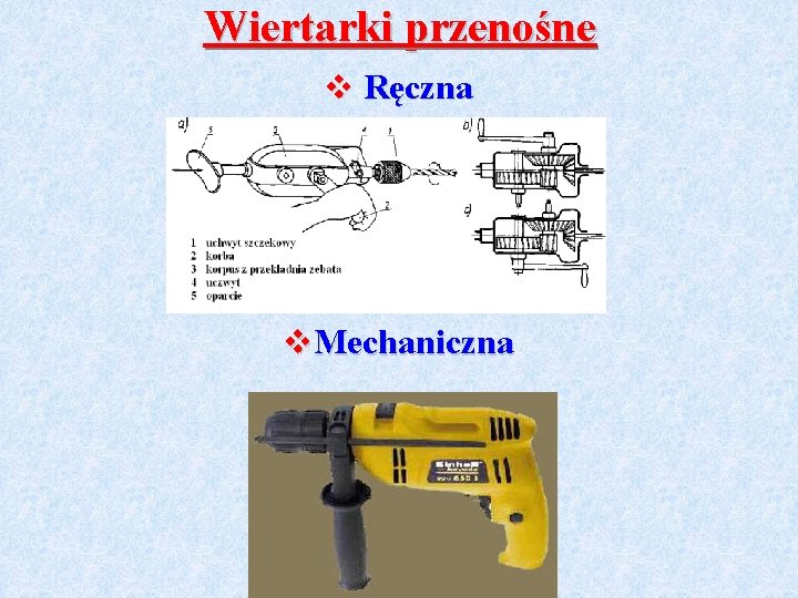 Wiertarki przenośne v Ręczna v. Mechaniczna 