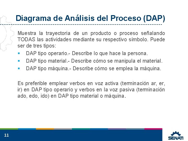 Diagrama de Análisis del Proceso (DAP) Muestra la trayectoria de un producto o proceso