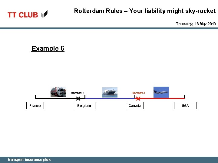 Rotterdam Rules – Your liability might sky-rocket Thursday, 13 May 2010 Example 6 Damage