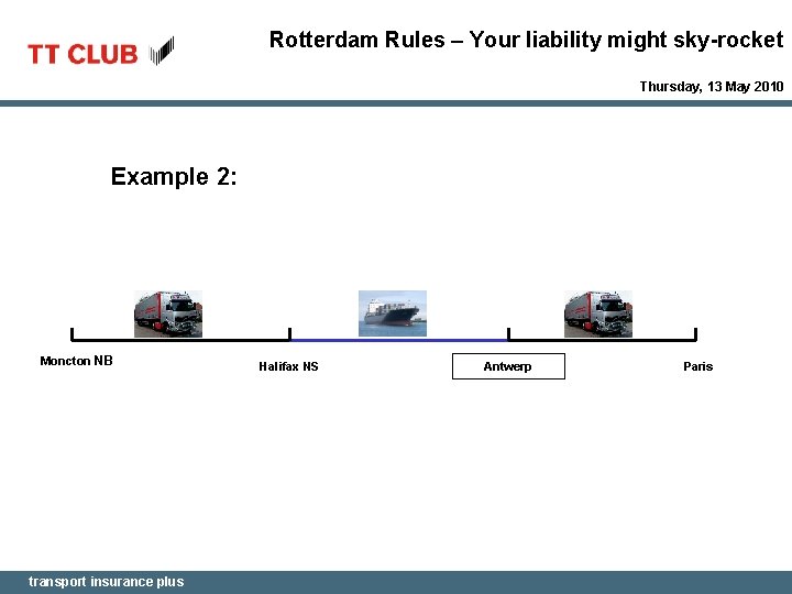 Rotterdam Rules – Your liability might sky-rocket Thursday, 13 May 2010 Example 2: Moncton