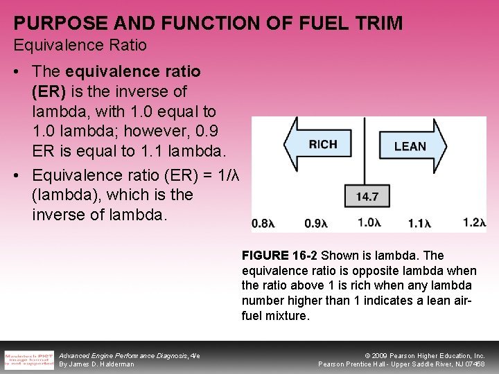 PURPOSE AND FUNCTION OF FUEL TRIM Equivalence Ratio • The equivalence ratio (ER) is