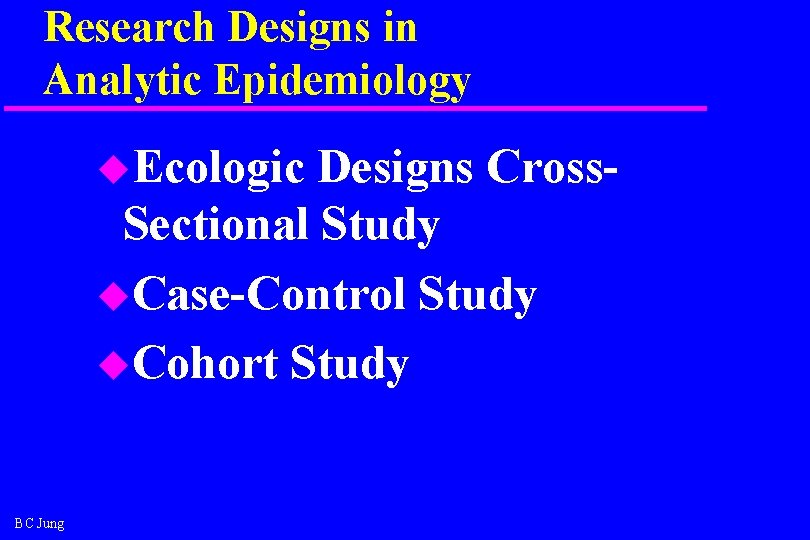 Research Designs in Analytic Epidemiology u. Ecologic Designs Cross. Sectional Study u. Case-Control Study Research Designs in Analytic Epidemiology u. Ecologic Designs Cross. Sectional Study u. Case-Control Study