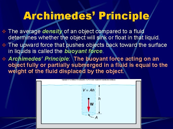 Archimedes’ Principle v The average density of an object compared to a fluid determines