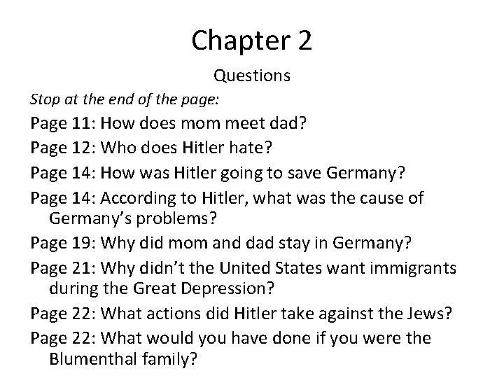 Chapter 2 Questions Stop at the end of the page: Page 11: How does