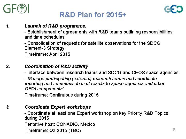 R&D Plan for 2015+ 1. Launch of R&D programme. - Establishment of agreements with