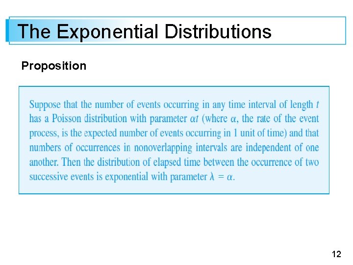 The Exponential Distributions Proposition 12 