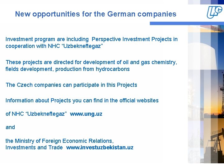 New opportunities for the German companies Investment program are including Perspective Investment Projects in