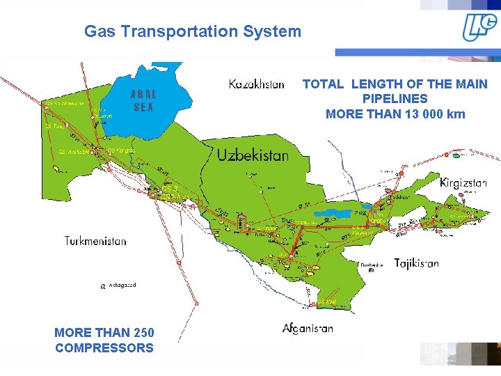 Gas Transportation System TOTAL LENGTH OF THE MAIN PIPELINES MORE THAN 13 000 km