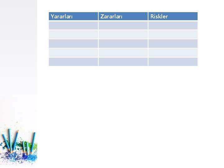 Yararları Zararları Riskler 
