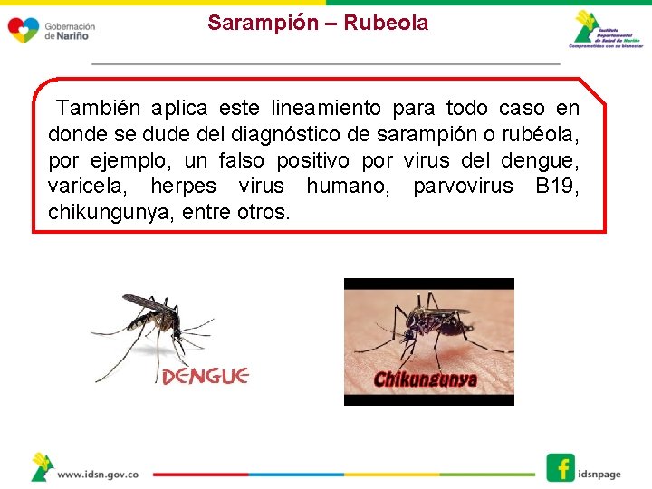 Sarampión – Rubeola También aplica este lineamiento para todo caso en donde se dude