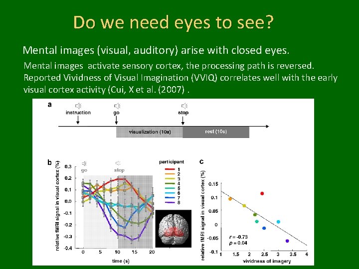 Do we need eyes to see? Mental images (visual, auditory) arise with closed eyes.
