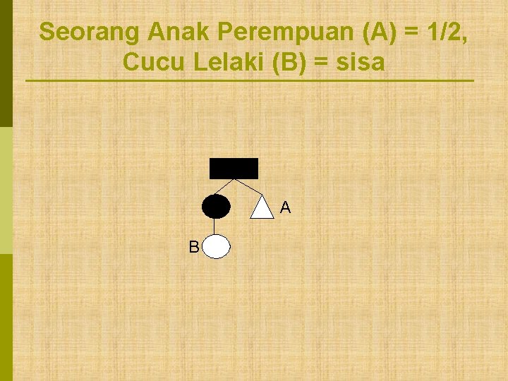 Seorang Anak Perempuan (A) = 1/2, Cucu Lelaki (B) = sisa A B 