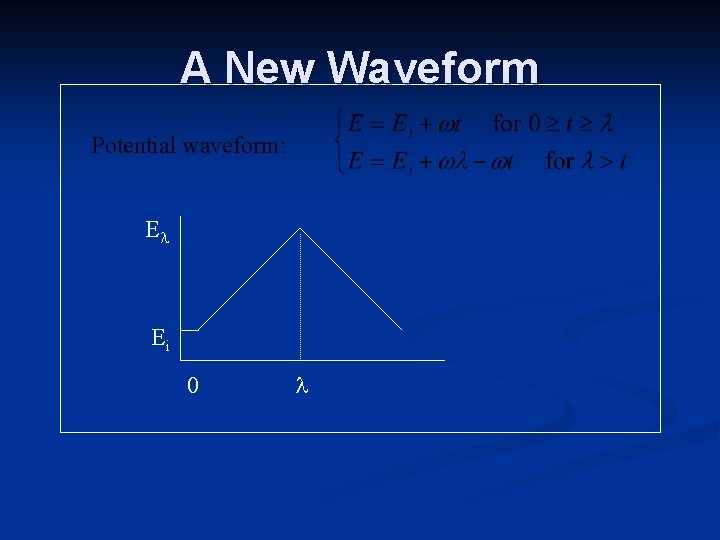 A New Waveform Potential waveform: E Ei 0 
