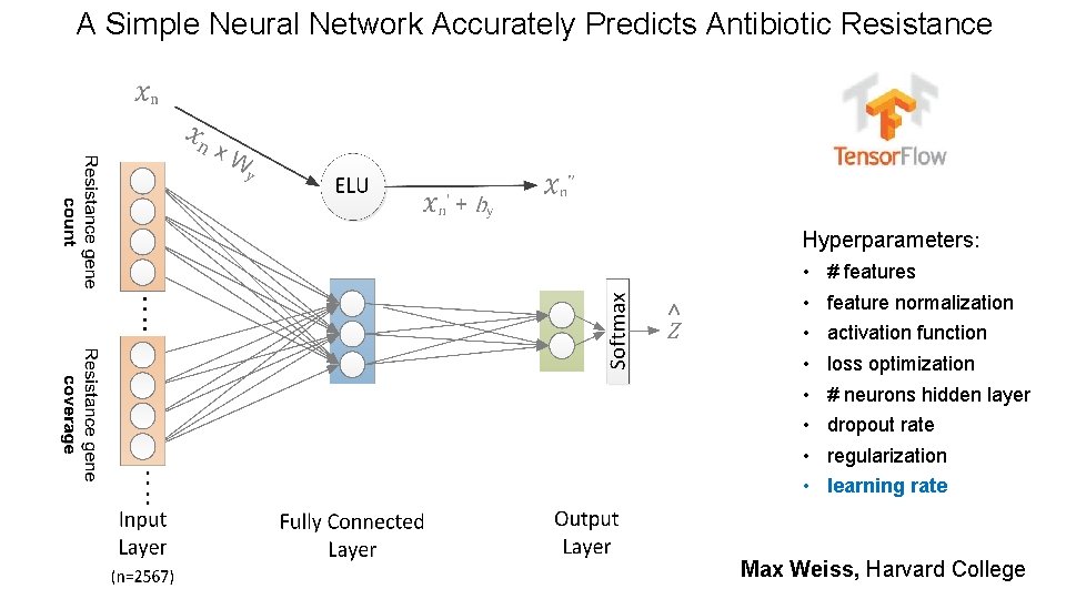 A Simple Neural Network Accurately Predicts Antibiotic Resistance Hyperparameters: • • # features feature