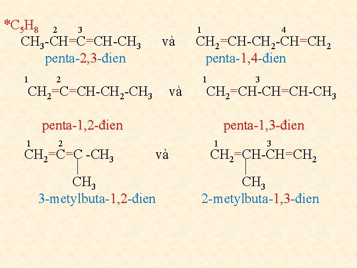 *C 5 H 8 2 3 1 4 CH 3 -CH=C=CH-CH 3 và CH