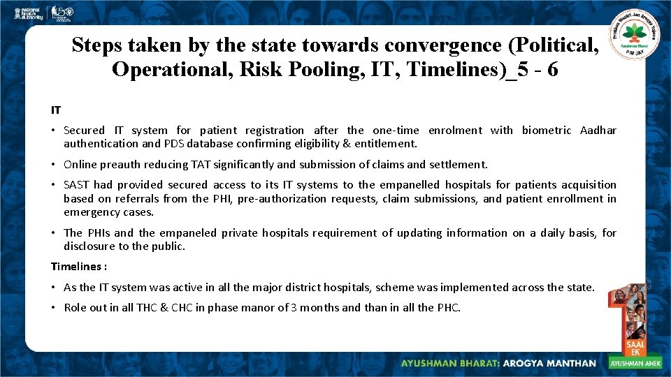 Steps taken by the state towards convergence (Political, Operational, Risk Pooling, IT, Timelines)_5 -