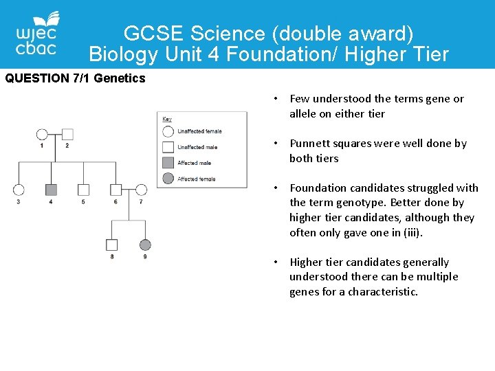 GCSE Science (double award) Biology Unit 4 Foundation/ Higher Tier QUESTION 7/1 Genetics •