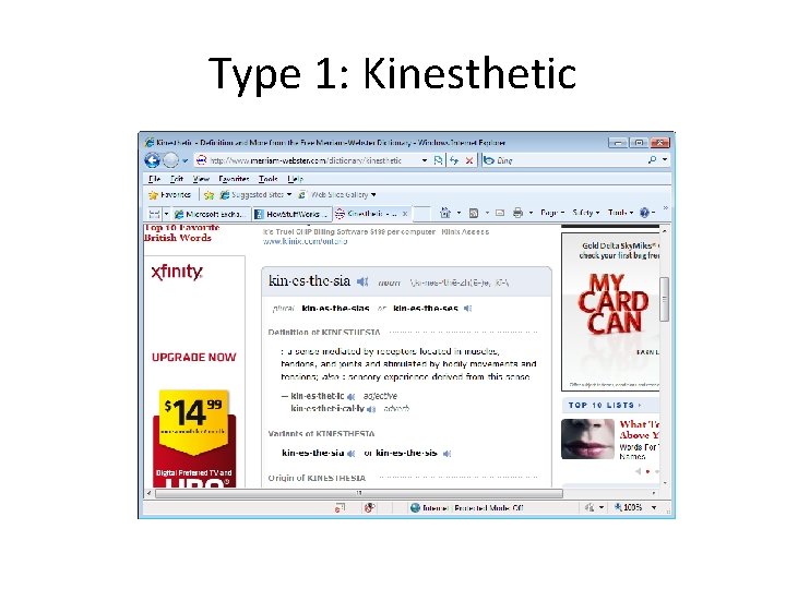 Type 1: Kinesthetic 