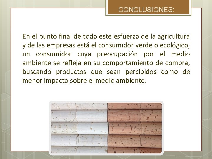 CONCLUSIONES: En el punto final de todo este esfuerzo de la agricultura y de