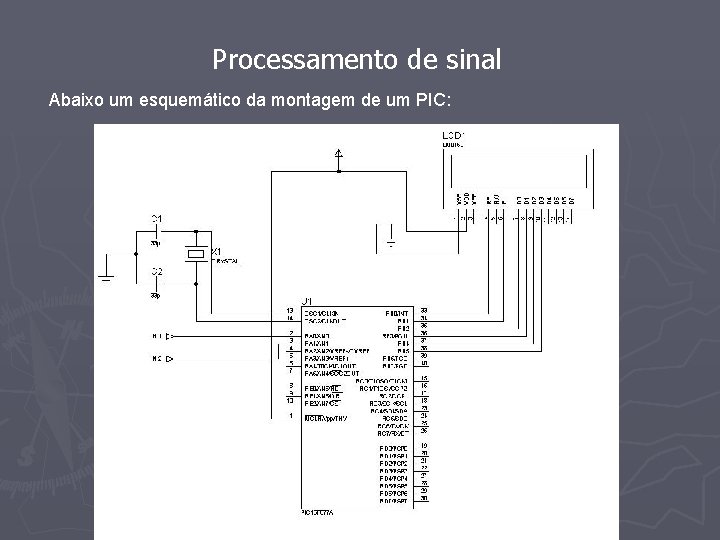 Processamento de sinal Abaixo um esquemático da montagem de um PIC: 