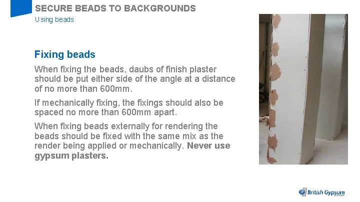 SECURE BEADS TO BACKGROUNDS Using beads Fixing beads When fixing the beads, daubs of