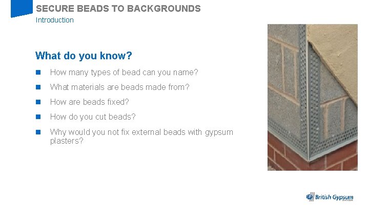 SECURE BEADS TO BACKGROUNDS Introduction What do you know? n How many types of