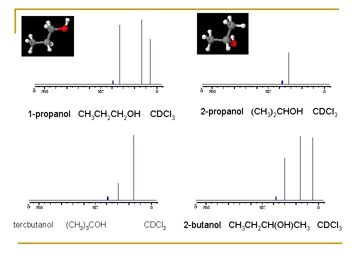 1 -propanol CH 3 CH 2 OH CDCl 3 tercbutanol (CH 3)3 COH CDCl