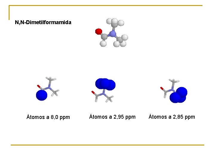 N, N-Dimetilformamida Átomos a 8, 0 ppm Átomos a 2, 95 ppm Átomos a