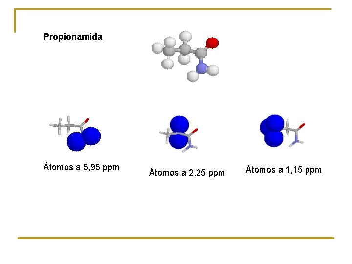 Propionamida Átomos a 5, 95 ppm Átomos a 2, 25 ppm Átomos a 1,