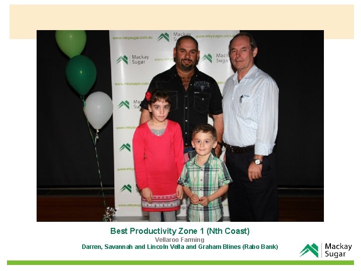 Best Productivity Zone 1 (Nth Coast) Vellaroo Farming Darren, Savannah and Lincoln Vella and