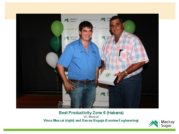 Best Productivity Zone 6 (Habana) VC Muscat Vince Muscat (right) and Darren Bugeja (Farview