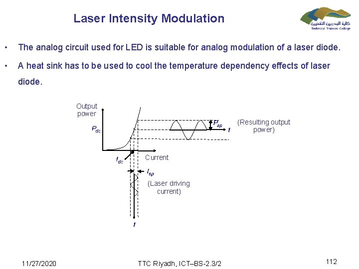 Laser Intensity Modulation • The analog circuit used for LED is suitable for analog