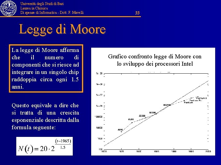 Università degli Studi di Bari Laurea in Chimica Di spense di Informatica - Dott.