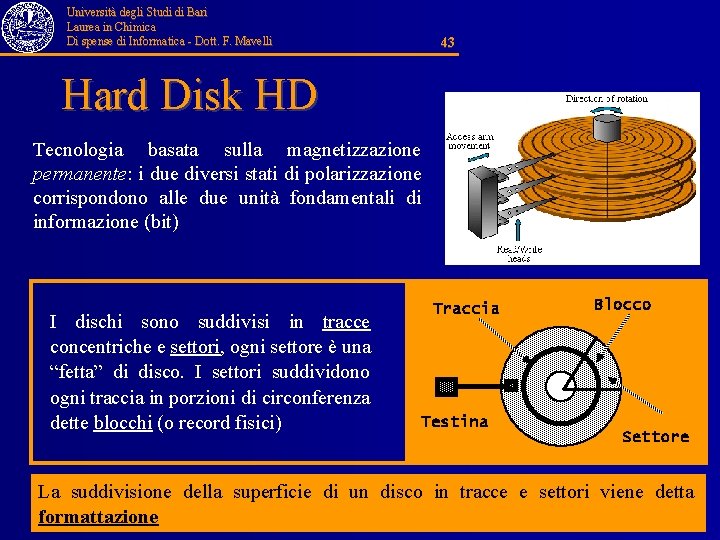 Università degli Studi di Bari Laurea in Chimica Di spense di Informatica - Dott.