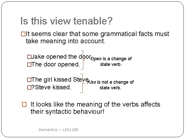 Is this view tenable? �It seems clear that some grammatical facts must take meaning