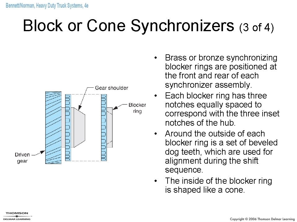 Block or Cone Synchronizers (3 of 4) • Brass or bronze synchronizing blocker rings