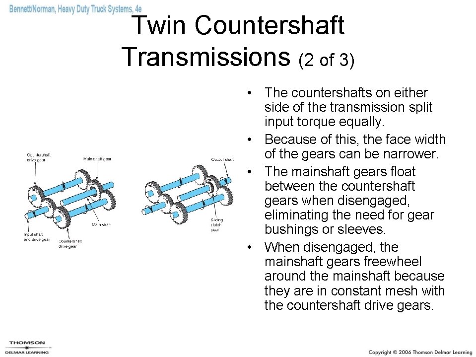 Twin Countershaft Transmissions (2 of 3) • The countershafts on either side of the