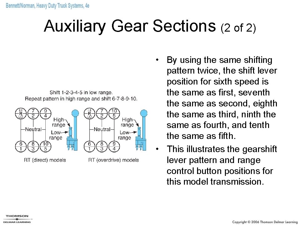 Auxiliary Gear Sections (2 of 2) • By using the same shifting pattern twice,