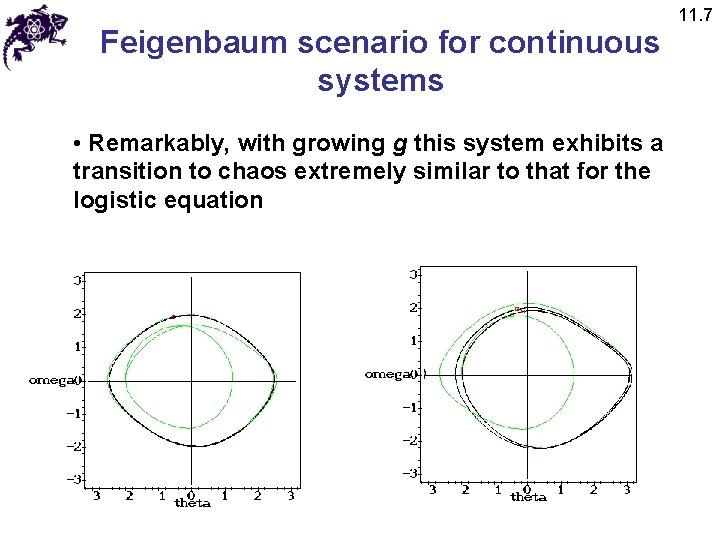 Feigenbaum scenario for continuous systems • Remarkably, with growing g this system exhibits a