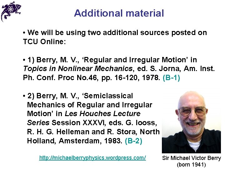 Additional material • We will be using two additional sources posted on TCU Online: