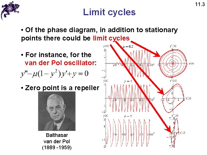 Limit cycles • Of the phase diagram, in addition to stationary points there could